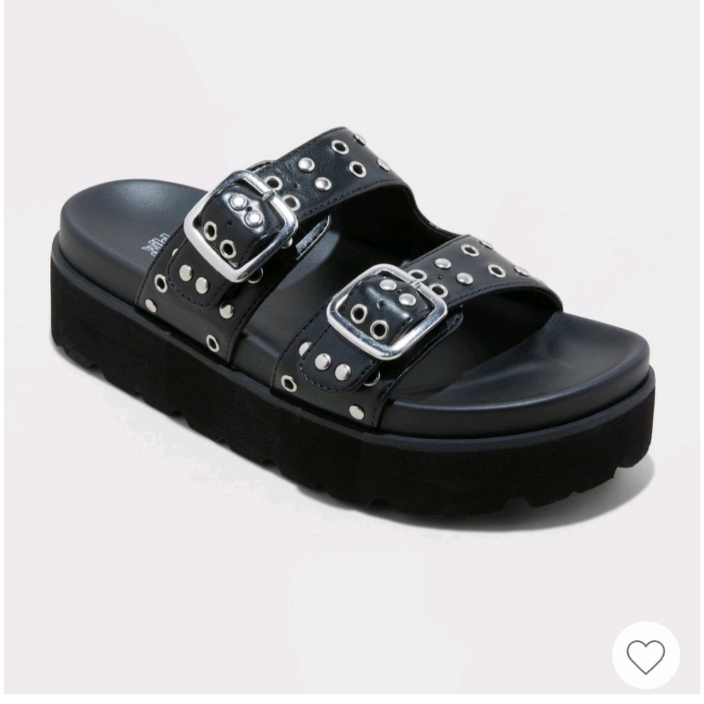Wild Fable Black Platform Sandals with Silver Buckles
